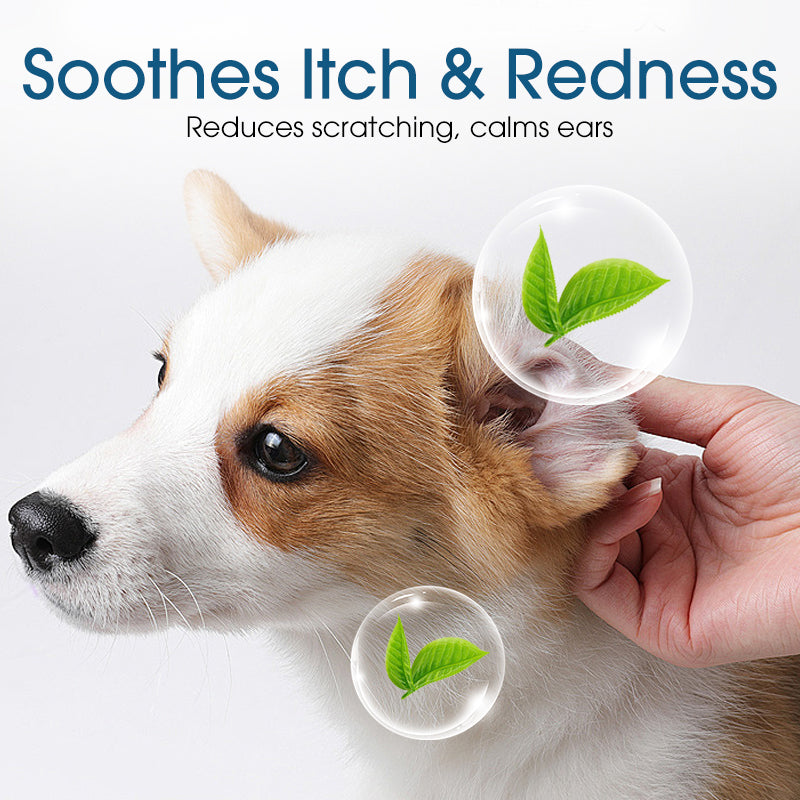 Pet ear cleaner helping loosen wax and debris